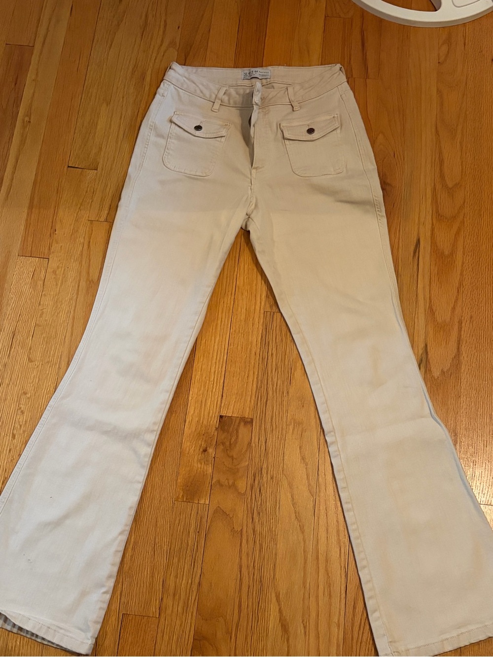 Primark Cream Flare Jeans with Front Patch Pockets